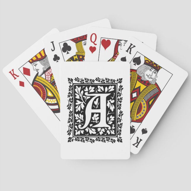 Elegant Mediaeval Illuminated Manuscript Letter A Playing Cards (Back)