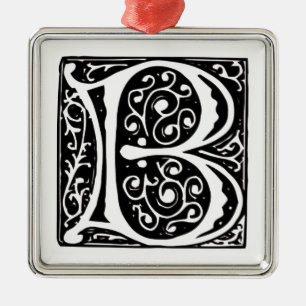 Elegant Mediaeval Renaissance Letter B Monogram Metal Tree Decoration