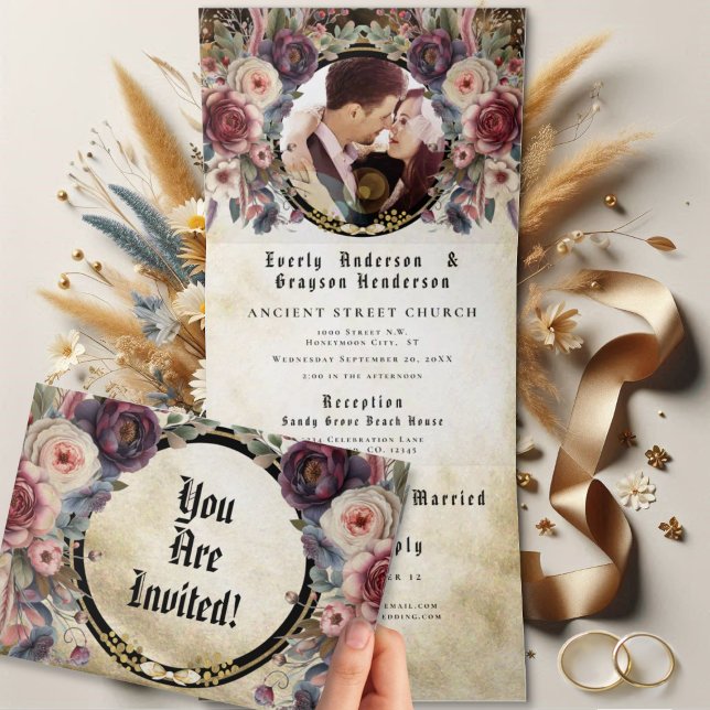 Elegant Mediaeval Rose Floral Wedding TriFold (Creator Uploaded)