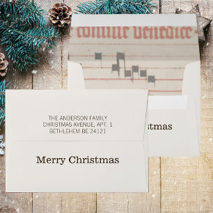 Elegant Mediaeval Sheet Music Merry Christmas Envelope