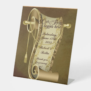 Elegant Mediaeval Wedding Custom Pedestal Sign