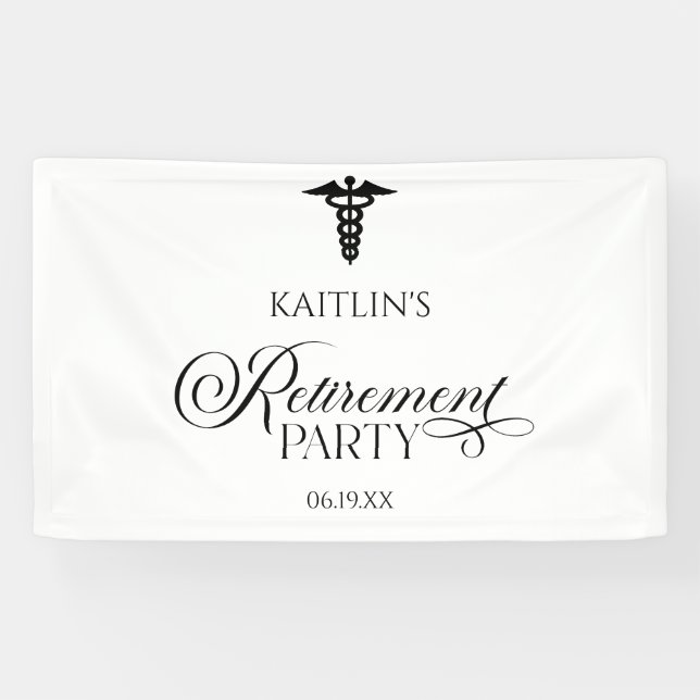 Elegant Medical Caduceus Retirement Party Banner (Horizontal)