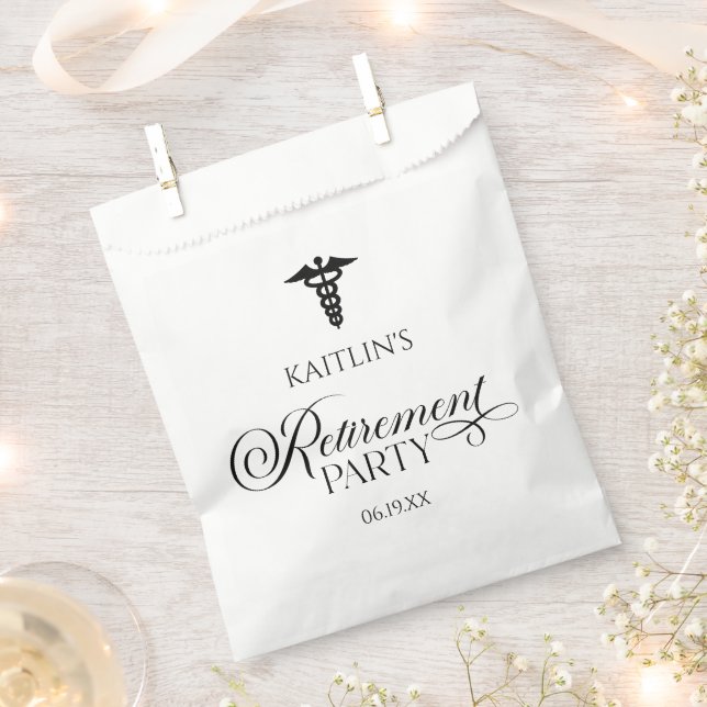 Elegant Medical Caduceus Retirement Party Favour Bags (Clipped)