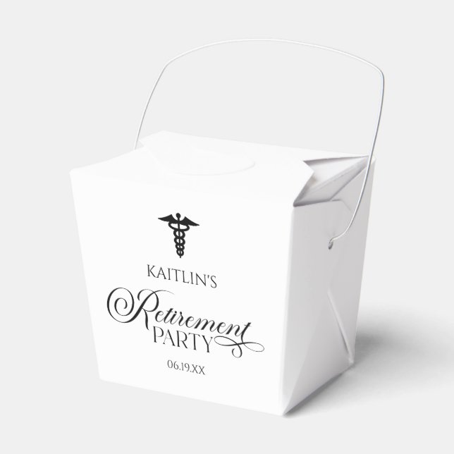 Elegant Medical Caduceus Retirement Party Favour Box (Front Side)