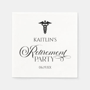 Elegant Medical Caduceus Retirement Party Napkin