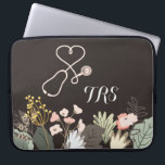 Elegant Medical Doctor or Nurse Floral Monogram Laptop Sleeve<br><div class="desc">Lovely bouquet of flowers  accented by a stethoscope shaped like a heart. Nurses,  doctors and medical professionals will love this computer sleeve. Monogram with initials or title. Stylish and elegant is perfect for those working in the medical and healthcare  industry.</div>