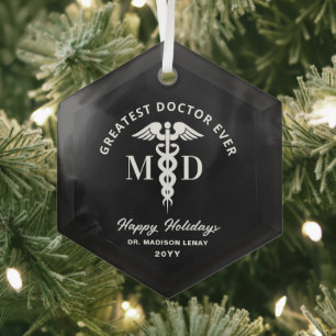 Elegant Medical Doctor Personalised Christmas Glass Tree Decoration