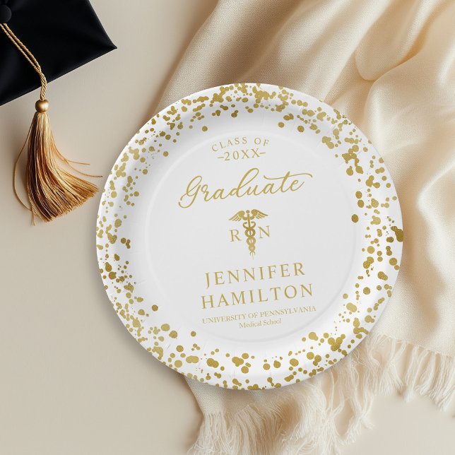 Elegant Medical Nursing School Graduation White Paper Plate (Creator Uploaded)