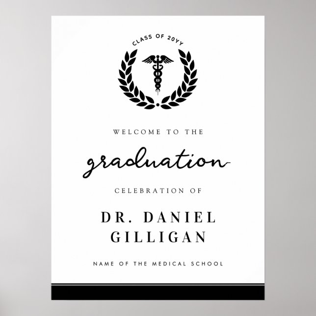 Elegant Medical School Graduation Welcome Sign (Front)