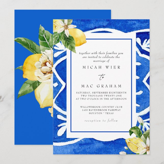 Elegant Mediterranean Floral No Parents Wedding In Invitation (Front/Back)
