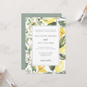 Elegant Mediterranean Garden Lemon Wedding Invitation