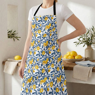 Elegant Mediterranean Lemon All-Over Print Apron