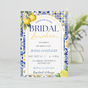 Elegant Mediterranean Lemon Bridal Luncheon Invitation