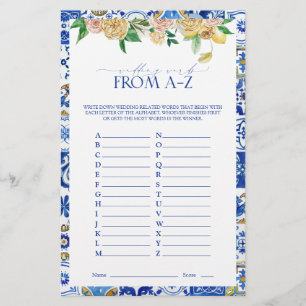 Elegant Mediterranean Lemon Bridal Shower Game