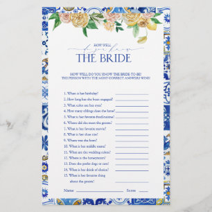 Elegant Mediterranean Lemon Bridal Shower Game
