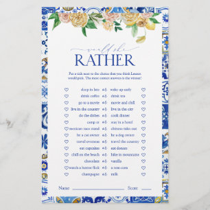 Elegant Mediterranean Lemon Bridal Shower Game