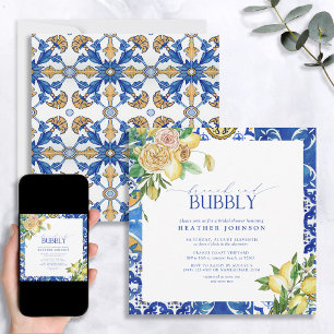 Elegant Mediterranean Lemon Brunch & Bubbly Shower Invitation