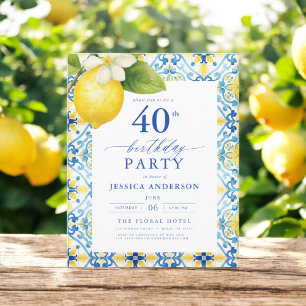 Elegant Mediterranean Lemon Floral 40th Birthday