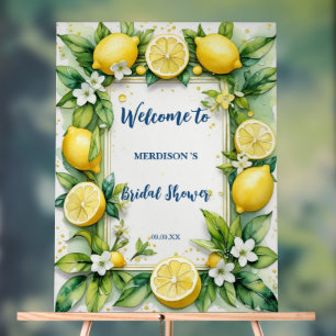 Elegant Mediterranean Lemon Floral Bridal Shower   Acrylic Sign