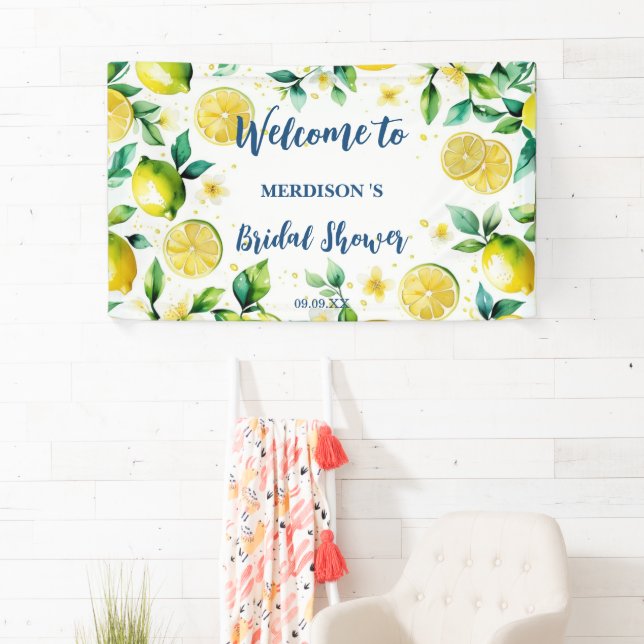 Elegant Mediterranean Lemon Floral Bridal Shower   Banner (Insitu)