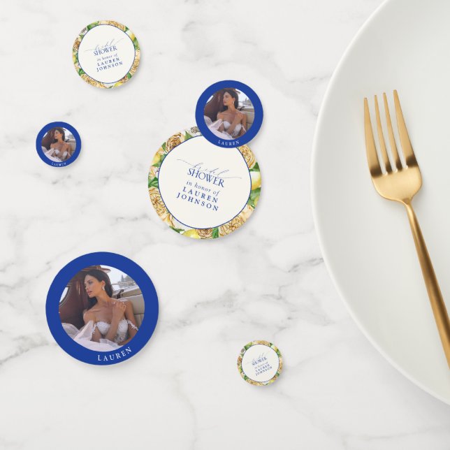 Elegant Mediterranean Lemon Floral Bridal Shower Confetti (Group)