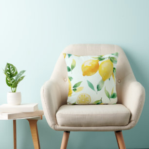 Elegant Mediterranean Lemon Floral Bridal Shower   Cushion
