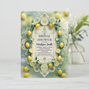 Elegant Mediterranean Lemon Floral Bridal Shower   Invitation