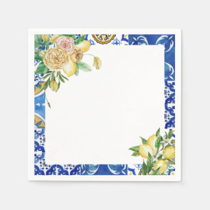 Elegant Mediterranean Lemon Floral Bridal Shower Napkin