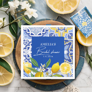 Elegant Mediterranean Lemon Floral Bridal Shower  Napkin