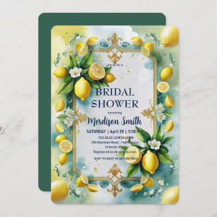 Elegant Mediterranean Lemon Floral Bridal Shower   Save The Date