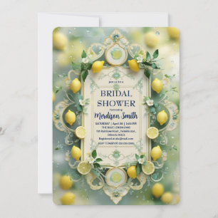 Elegant Mediterranean Lemon Floral Bridal Shower   Save The Date