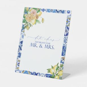 Elegant Mediterranean Lemon Floral Date Ideas Pedestal Sign
