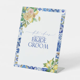 Elegant Mediterranean Lemon Floral Date Ideas Pedestal Sign