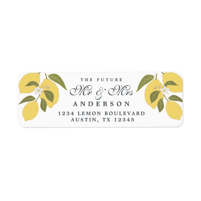 Elegant Mediterranean Lemon Return Address  (Front)