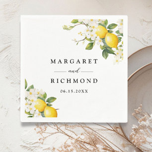 Elegant Mediterranean Lemon Wedding Napkin