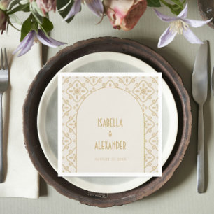 Elegant Mediterranean Tile Arch Wedding Napkin