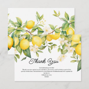 Elegant Mediterranean Yellow Lemon Bridal Shower Thank You Card