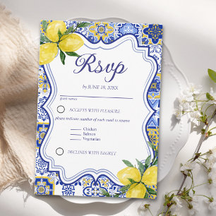Elegant Meditterranean Wedding with italian tiles RSVP Card