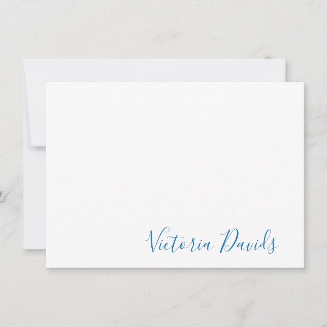 Elegant Medium Blue Personalised Signature Script Card (Front)