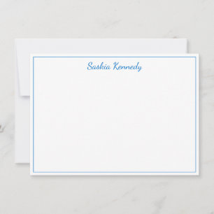 Elegant Medium Blue Script Border Personalised Card