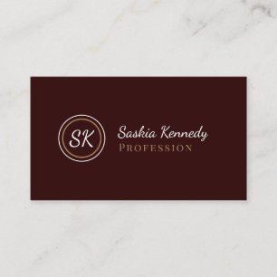 Elegant Medium Chocolate Brown Profession Monogram Business Card
