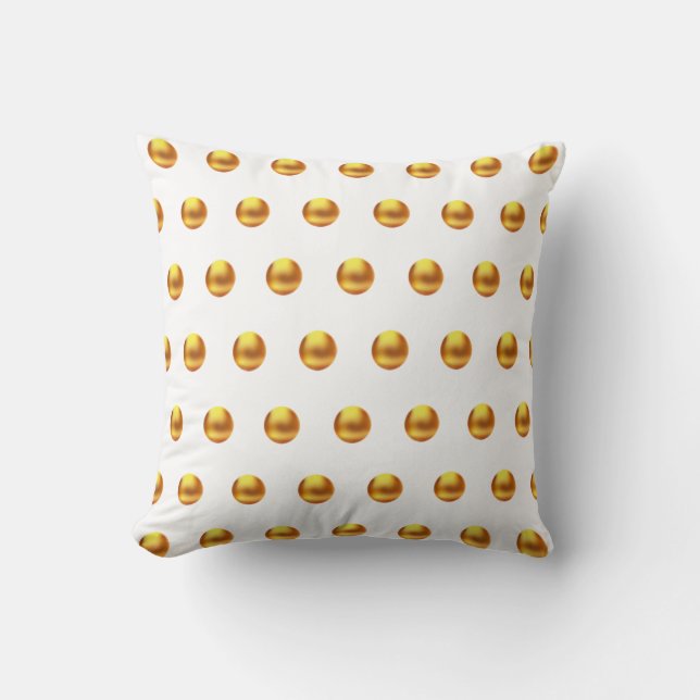 Elegant Medium Gold Polka Dots Cushion (Front)
