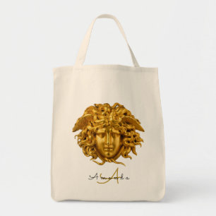 Elegant Medusa Script Haute Couture Chic Black Tote Bag