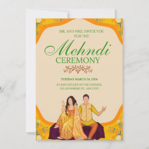 Elegant Mehndi Ceremony Invitation Card