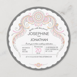 Elegant Mehndi design wedding invitation