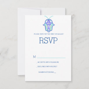 Elegant Mehndi design wedding RSVP card-navy Card