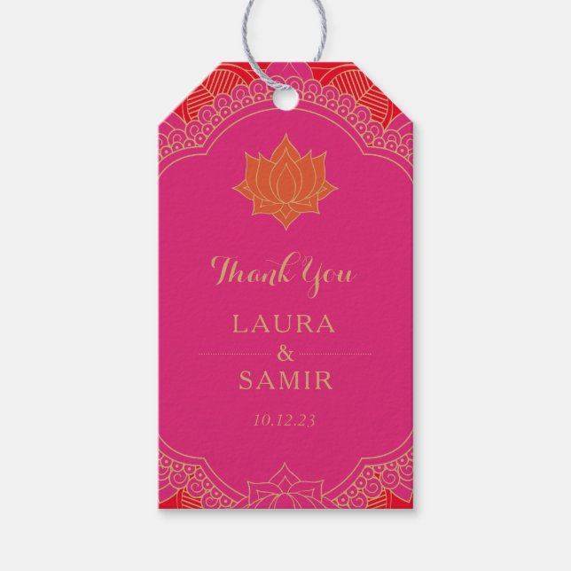 Elegant Mehndi Wedding Gift Tags (Front)