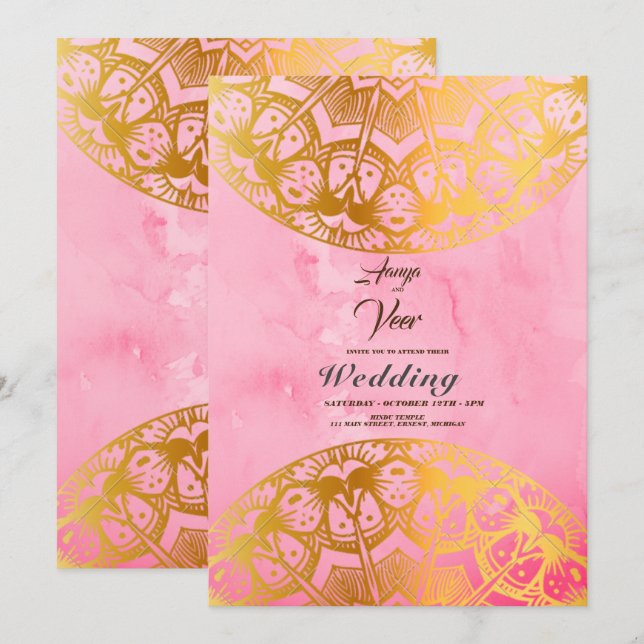 Elegant Mehndi Wedding Invitation (Front/Back)