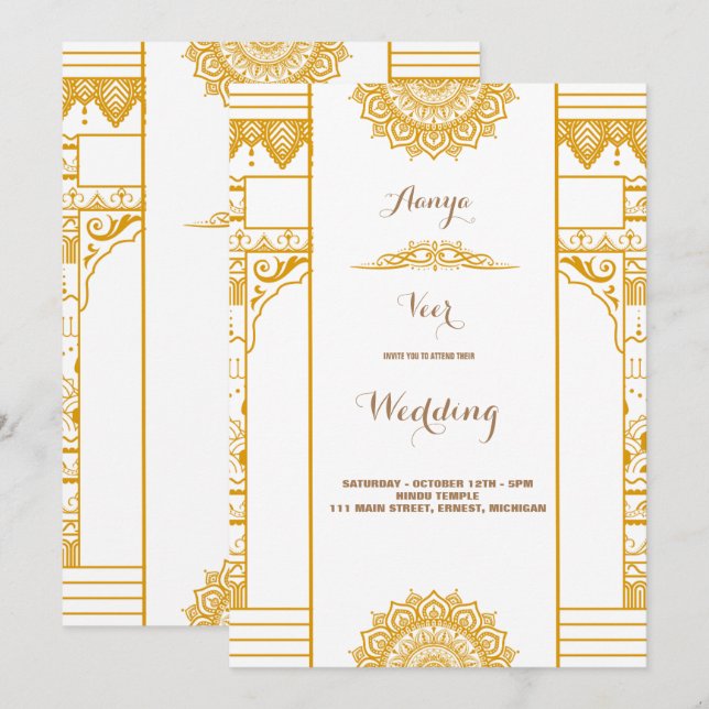 Elegant Mehndi Wedding Invitation (Front/Back)