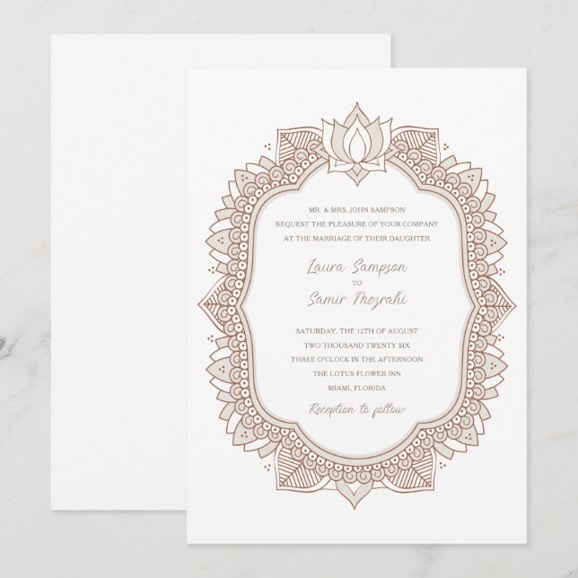 Elegant Mehndi Wedding Invitation (Front/Back)